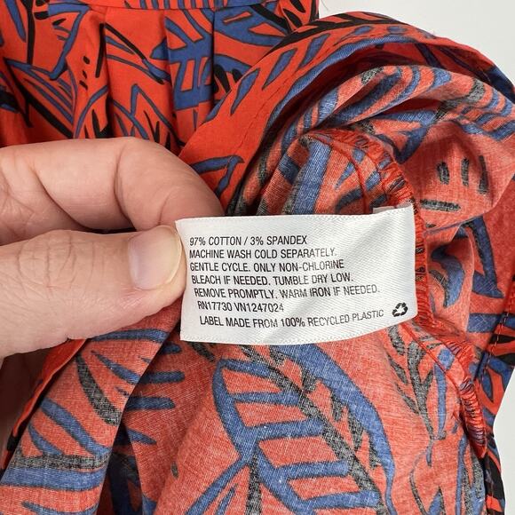ALEXIS x TARGET Size Small Tropical Leaf Stretch Midi Pleated Shirtdress Pockets - Picture 12 of 13